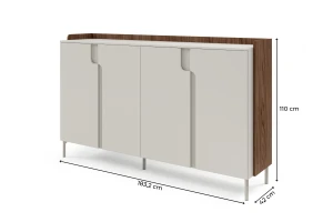 Commode PAURO 06 4-deurs met legplanken, groot dressoir 183 cm breed Kinder Meubels 24