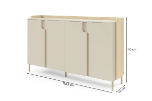 Commode PAURO 06 4-deurs met legplanken, groot dressoir 183 cm breed Kinder Meubels 24
