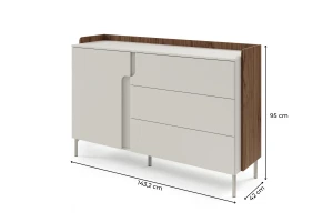 Commode PAURO 07 met lades en deur, modern dressoir 143 cm breed Kinder Meubels 24