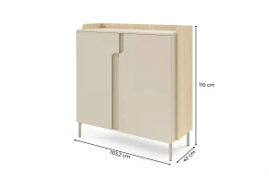 Commode PAURO 08 2-deurs met legplanken, compact dressoir 103 cm breed Kinder Meubels 24