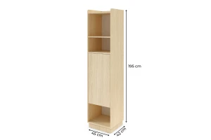 Kast PAURO 02 smal met deur en legplanken, moderne staande kast Kinder Meubels 24