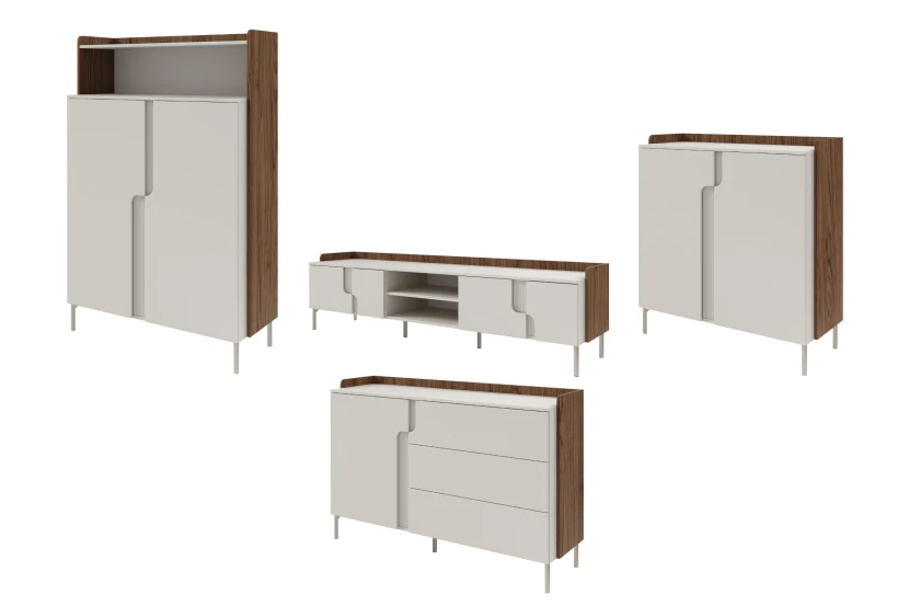 Woonkamerset PAURO A moderne wandmeubelset, TV-lowboard met commodes Kinder Meubels 24