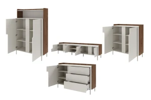 Woonkamerset PAURO A moderne wandmeubelset, TV-lowboard met commodes Kinder Meubels 24