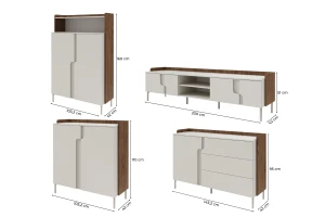 Woonkamerset PAURO A moderne wandmeubelset, TV-lowboard met commodes Kinder Meubels 24