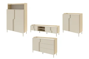 Woonkamerset PAURO A moderne wandmeubelset, TV-lowboard met commodes Kinder Meubels 24