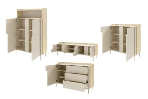 Woonkamerset PAURO A moderne wandmeubelset, TV-lowboard met commodes Kinder Meubels 24