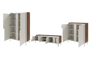Woonwand PAURO B set modern, TV-lowboard met commodes, woonkamerset Kinder Meubels 24
