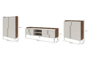 Woonwand PAURO B set modern, TV-lowboard met commodes, woonkamerset Kinder Meubels 24