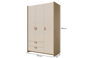 LEXO 01 kinderkledingkast, kledingkast voor de kinderkamer, 3-deurs met lades Kinder Meubels 24