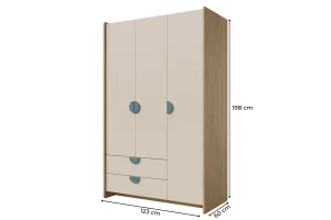 LEXO 01 kinderkledingkast, kledingkast voor de kinderkamer, 3-deurs met lades Kinder Meubels 24