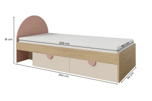 LEXO 13 tienerbed, kinderbed met 2 lades incl. lattenbodem, 90x200 cm Kinder Meubels 24