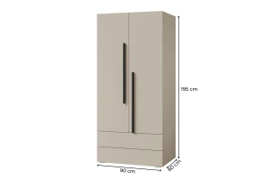 LIMA 02 kledingkast 90 cm, kasjmier, met 2 lades, softclose & Push-to-Open Kinder Meubels 24