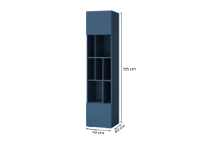 LIMA 04 kast, staande kast 45 cm, Alpaca/eiken/zeeblauw, met softclose Kinder Meubels 24