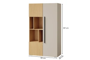 LIMA 05 kast, staande kast, 90 cm breed, met 3 deuren en vakken, softclose Kinder Meubels 24