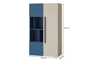 LIMA 05 kast, staande kast, 90 cm breed, met 3 deuren en vakken, softclose Kinder Meubels 24
