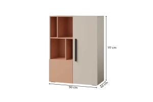 LIMA 06 kast 90 cm breed, met 2 deuren, vakken en softclose Kinder Meubels 24