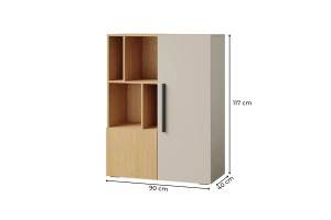LIMA 06 kast 90 cm breed, met 2 deuren, vakken en softclose Kinder Meubels 24