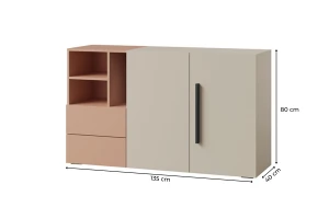 LIMA 07 commode, dressoir, 135 cm breed, met 2 deuren, 2 lades en vakken Kinder Meubels 24
