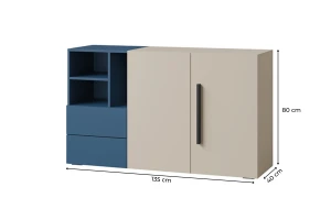 LIMA 07 commode, dressoir, 135 cm breed, met 2 deuren, 2 lades en vakken Kinder Meubels 24