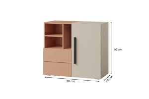 LIMA 08 commode, dressoir, 90 cm breed, met 1 deur, 2 lades en vakken Kinder Meubels 24