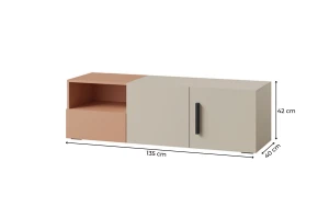 LIMA 09 TV-kast, TV-lowboard, 135 cm breed, met 2 deuren, 1 lade en vakken Kinder Meubels 24