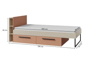 LIMA 11 tienerbed, eenpersoonsbed 90 x 200 cm, met 2 lades, lattenbodem en opbergruimte Kinder Meubels 24
