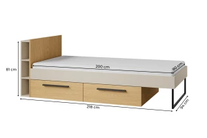 LIMA 11 tienerbed, eenpersoonsbed 90 x 200 cm, met 2 lades, lattenbodem en opbergruimte Kinder Meubels 24