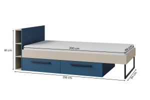 LIMA 11 tienerbed, eenpersoonsbed 90 x 200 cm, met 2 lades, lattenbodem en opbergruimte Kinder Meubels 24