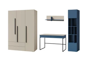 LIMA A tienerkamerset, kinderkamerset, 4-delig, met kledingkast, kast, bureau & wandrek Kinder Meubels 24