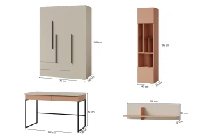 LIMA A tienerkamerset, kinderkamerset, 4-delig, met kledingkast, kast, bureau & wandrek Kinder Meubels 24