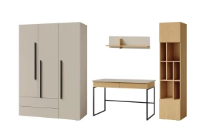 LIMA A tienerkamerset, kinderkamerset, 4-delig, met kledingkast, kast, bureau & wandrek Kinder Meubels 24