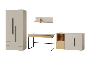 LIMA B tienerkamerset met kledingkast, bureau, commode en wandrek Kinder Meubels 24