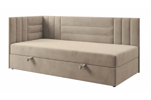 KAYA boxspringbed, tienerbed met bedkist, topper, veloursbekleding Kinder Meubels 24