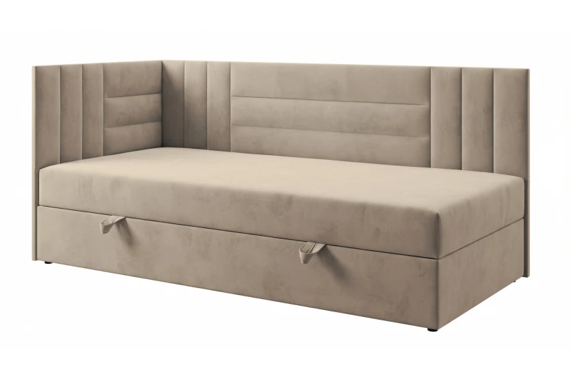 KAYA boxspringbed, tienerbed met bedkist, topper, veloursbekleding Kinder Meubels 24