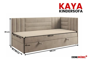 KAYA boxspringbed, tienerbed met bedkist, topper, veloursbekleding Kinder Meubels 24
