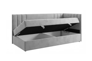 KAYA boxspringbed, tienerbed met bedkist, topper, veloursbekleding Kinder Meubels 24
