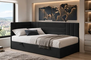 KAYA boxspringbed, tienerbed met bedkist, topper, veloursbekleding Kinder Meubels 24