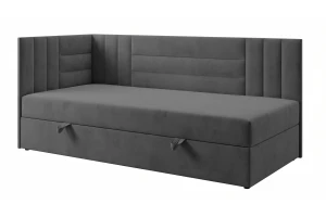 KAYA boxspringbed, tienerbed met bedkist, topper, veloursbekleding Kinder Meubels 24