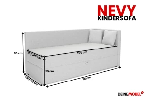 NEVY boxspringbed, daybed met opbergruimte, hoofdbord rechts of links te kiezen Kinder Meubels 24
