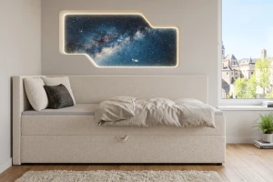 NEVY boxspringbed, daybed met opbergruimte, hoofdbord rechts of links te kiezen Kinder Meubels 24