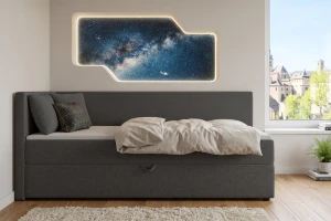 NEVY boxspringbed, daybed met opbergruimte, hoofdbord rechts of links te kiezen Kinder Meubels 24