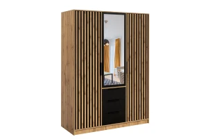 LABOO LUX G complete slaapkamer, slaapkamerset in eiken Wotan/matzwart, met lamellen Kinder Meubels 24