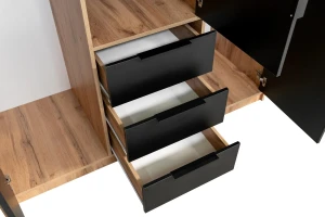 LABOO LUX G complete slaapkamer, slaapkamerset in eiken Wotan/matzwart, met lamellen Kinder Meubels 24
