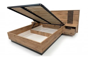 LABOO LUX G complete slaapkamer, slaapkamerset in eiken Wotan/matzwart, met lamellen Kinder Meubels 24