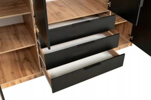 LABOO LUX H complete slaapkamer, slaapkamerset in eiken Wotan/matzwart, met lamellen Kinder Meubels 24
