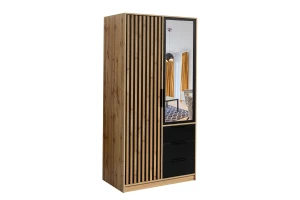 LABOO LUX I complete slaapkamer, slaapkamerset in eiken Wotan/matzwart, met lamellen Kinder Meubels 24
