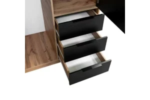 LABOO LUX I complete slaapkamer, slaapkamerset in eiken Wotan/matzwart, met lamellen Kinder Meubels 24