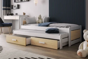 TIMI 90x200 wit + eiken kinderbed, uitschuifbed met lades Kinder Meubels 24