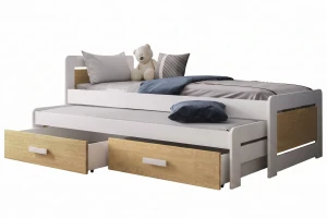 TIMI 90x200 wit + eiken kinderbed, uitschuifbed met lades Kinder Meubels 24