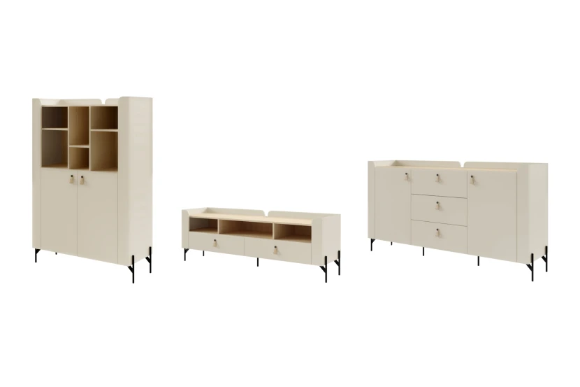 SOVI A woonkamerset, 3-delige wandmeubelset met TV-lowboard, commode en kast Kinder Meubels 24